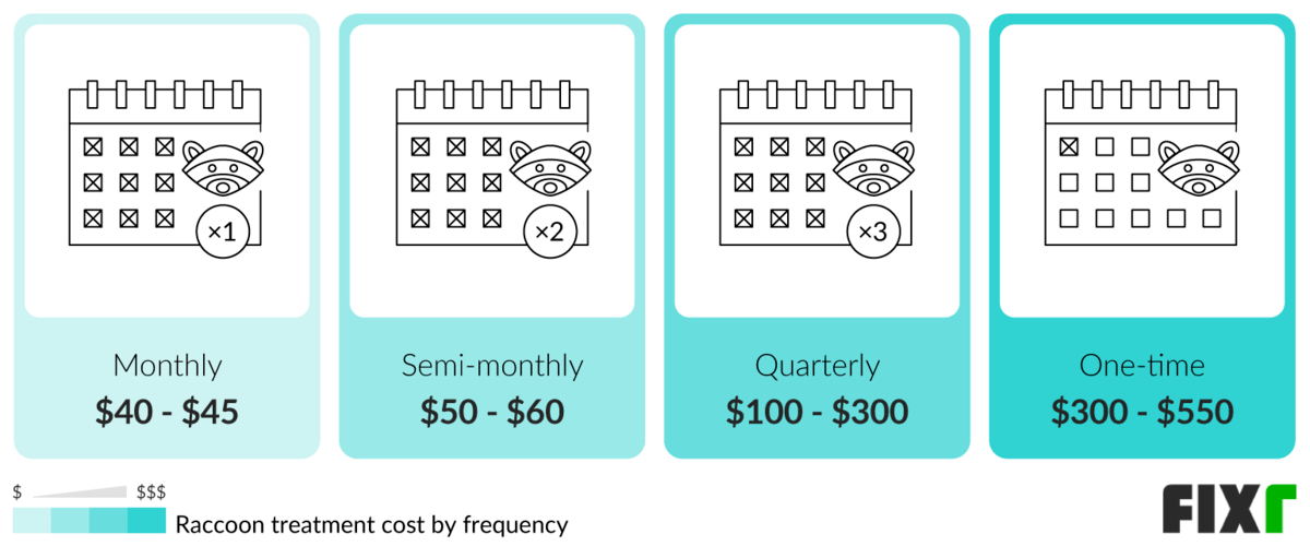 Cost of Monthly, Semi-monthly, Quarterly, or One-time Raccoon Removal