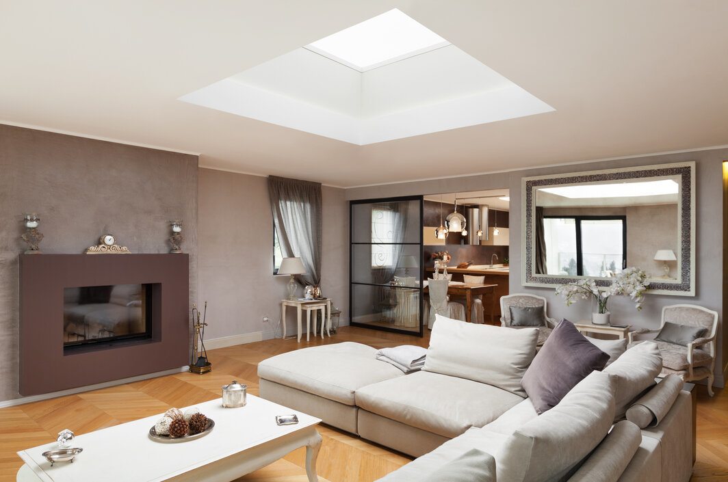 Beautiful Apartment Living Room With a Skylight