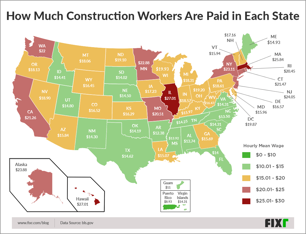 This Map Shows Where Construction Workers Are Most Paid and How Much 