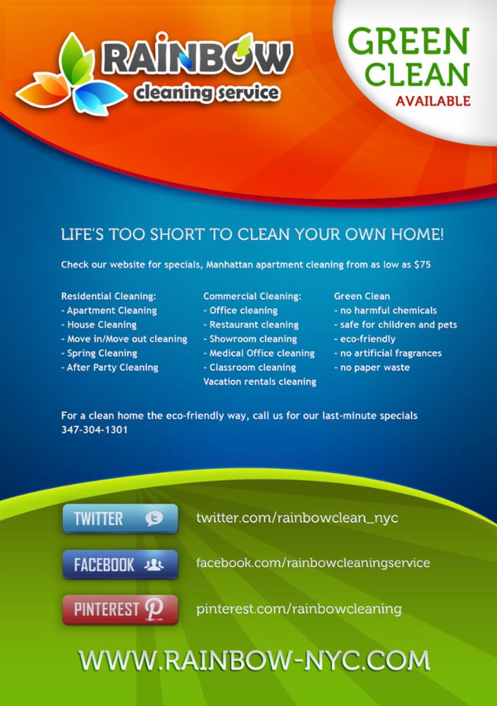 cleaning service rainbow flyer services commercial residential office fixr system based experience rated been
