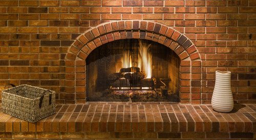 brick fireplace